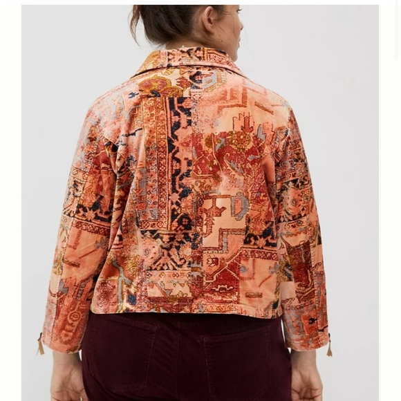 Anthropologie Tapestry Cropped Velvet Moto Jacket - Picture 3 of 12